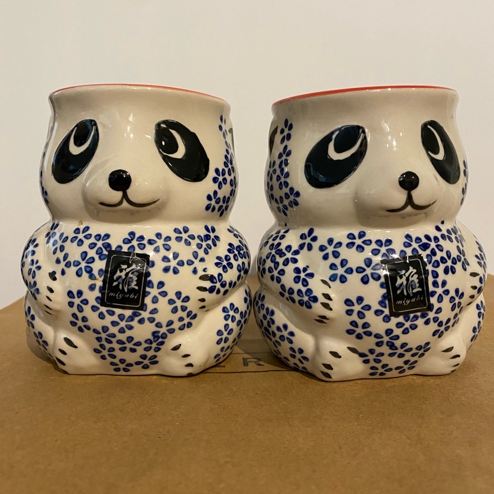 Vintage Yokohama Studio Hand Painted Figural Panda Bear Coffee Mug Cup